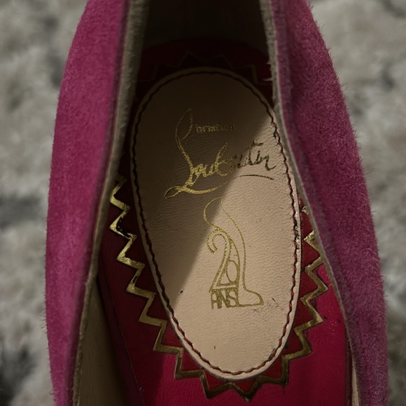 Christian Louboutin Suede Rose Lady Gres Platform Peep Toe Pump EU 39 Barbiecore - Picture 6 of 10